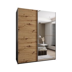 Szafa przesuwna Abiks LUX 3 wysoka szer.200cm czarny/artisan/srebrny 1szt.