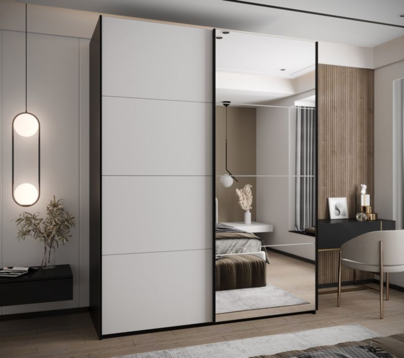 Szafa przesuwna Abiks LUX 3 wysoka szer.200cm czarny/biały/czarny 1szt.