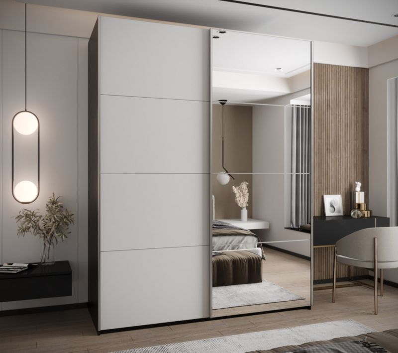 Szafa przesuwna Abiks LUX 3 wysoka szer.200cm czarny/biały/srebrny 1szt.
