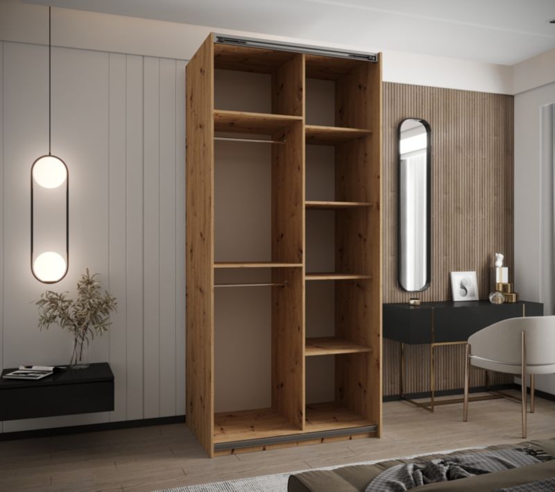 Szafa przesuwna Abiks LUX 4 wysoka szer.100cm artisan/biały/srebrny 1szt.
