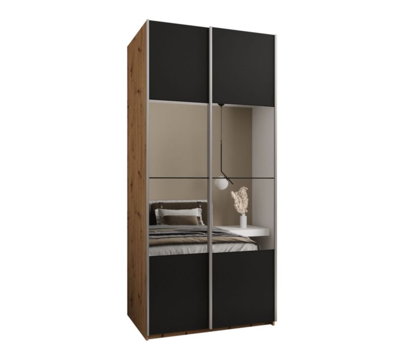 Szafa przesuwna Abiks LUX 4 wysoka szer.100cm artisan/czarny/srebrny 1szt.