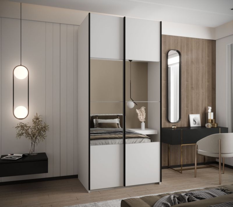 Szafa przesuwna Abiks LUX 4 wysoka szer.100cm biały/biały/czarny 1szt.