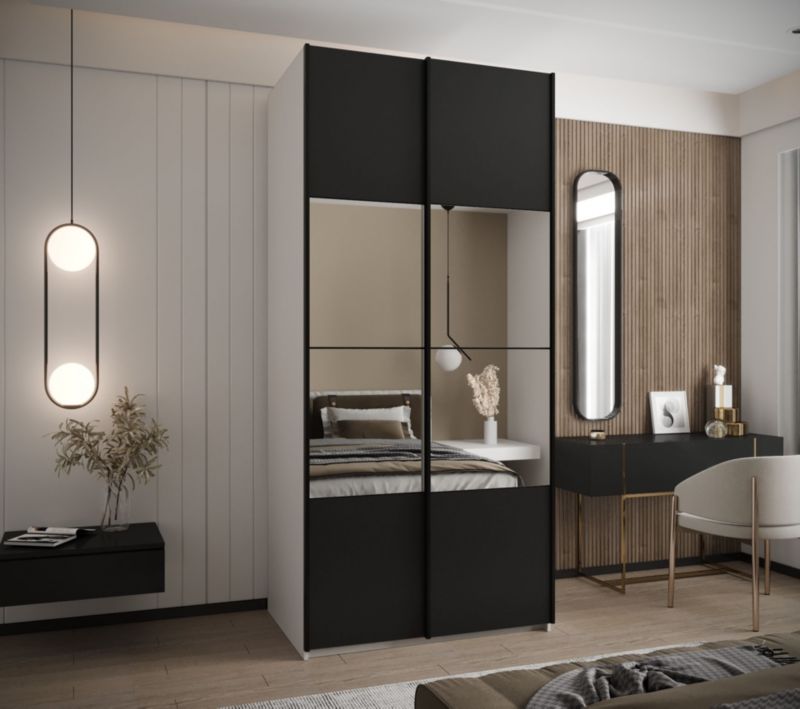 Szafa przesuwna Abiks LUX 4 wysoka szer.100cm biały/czarny/czarny 1szt.