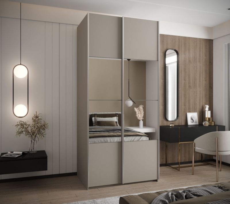 Szafa przesuwna Abiks LUX 4 wysoka szer.100cm kaszmir/kaszmir/srebrny 1szt.