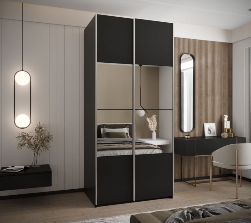 Szafa przesuwna Abiks LUX 4 wysoka szer.110cm czarny/czarny/srebrny 1szt.