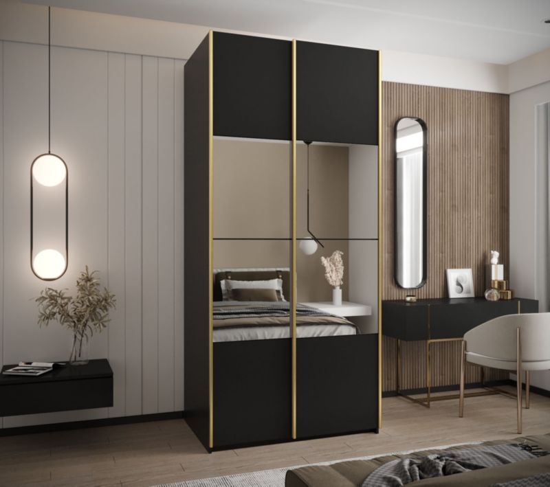 Szafa przesuwna Abiks LUX 4 wysoka szer.110cm czarny/czarny/złoty 1szt.