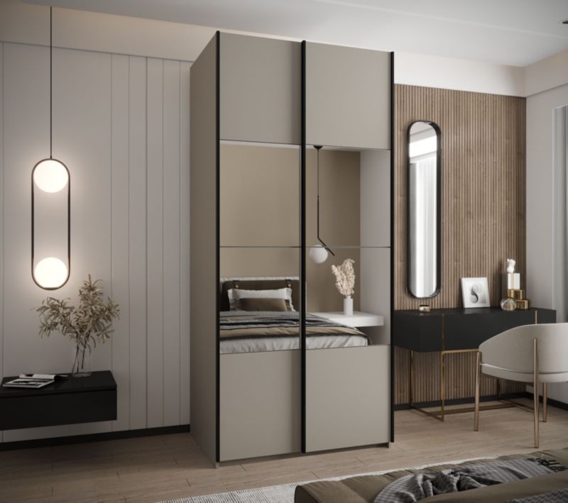 Szafa przesuwna Abiks LUX 4 wysoka szer.110cm kaszmir/kaszmir/czarny 1szt.