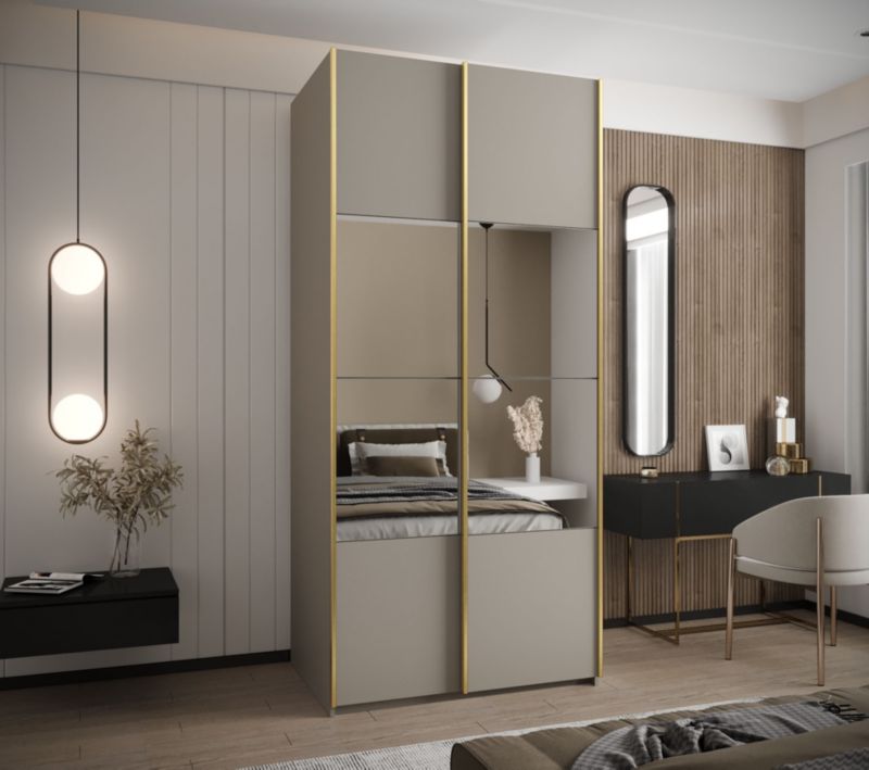 Szafa przesuwna Abiks LUX 4 wysoka szer.110cm kaszmir/kaszmir/złoty 1szt.