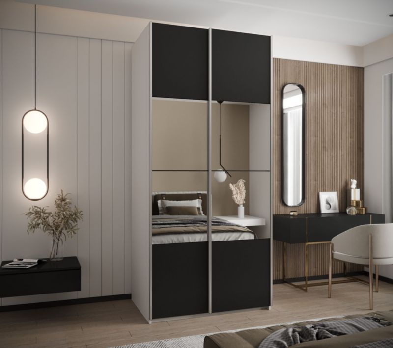 Szafa przesuwna Abiks LUX 4 wysoka szer.120cm biały/czarny/srebrny 1szt.