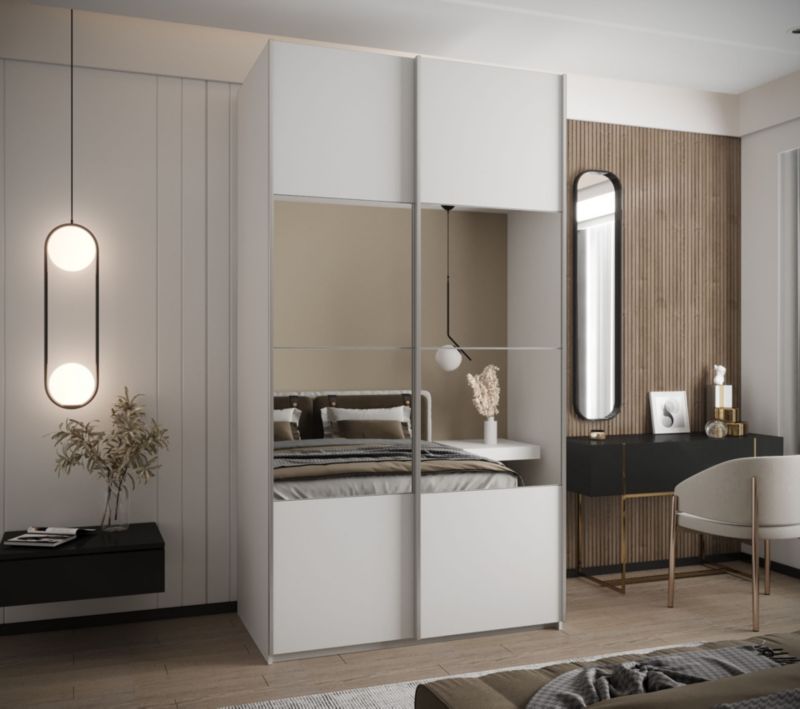 Szafa przesuwna Abiks LUX 4 wysoka szer.130cm biały/biały/srebrny 1szt.