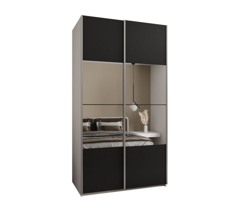 Szafa przesuwna Abiks LUX 4 wysoka szer.130cm biały/czarny/srebrny 1szt.