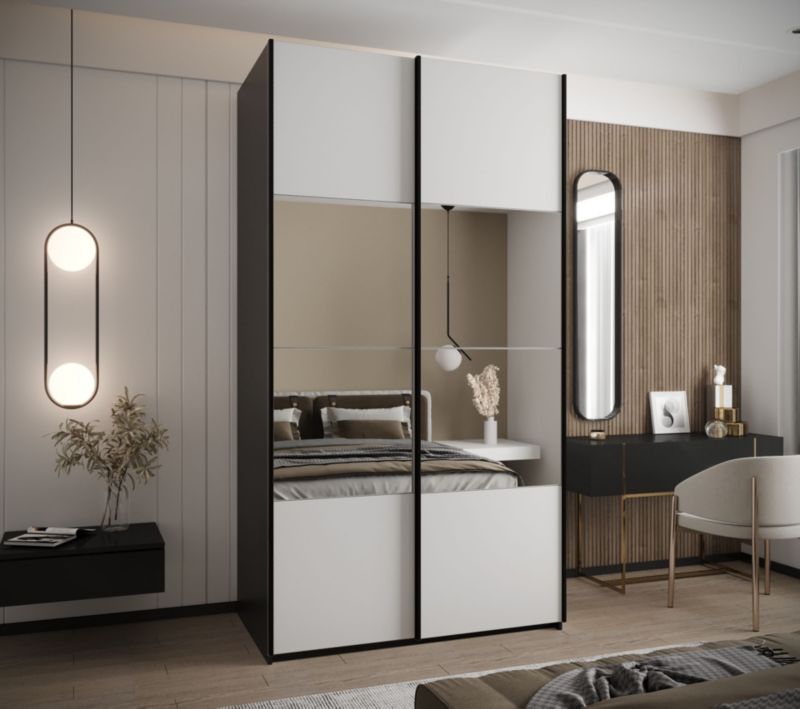 Szafa przesuwna Abiks LUX 4 wysoka szer.130cm czarny/biały/czarny 1szt.