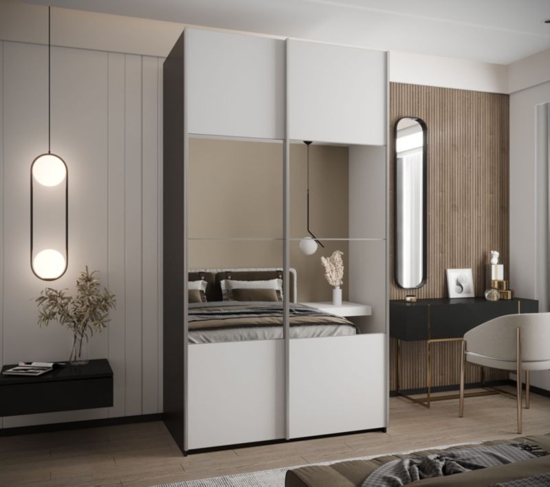 Szafa przesuwna Abiks LUX 4 wysoka szer.130cm czarny/biały/srebrny 1szt.