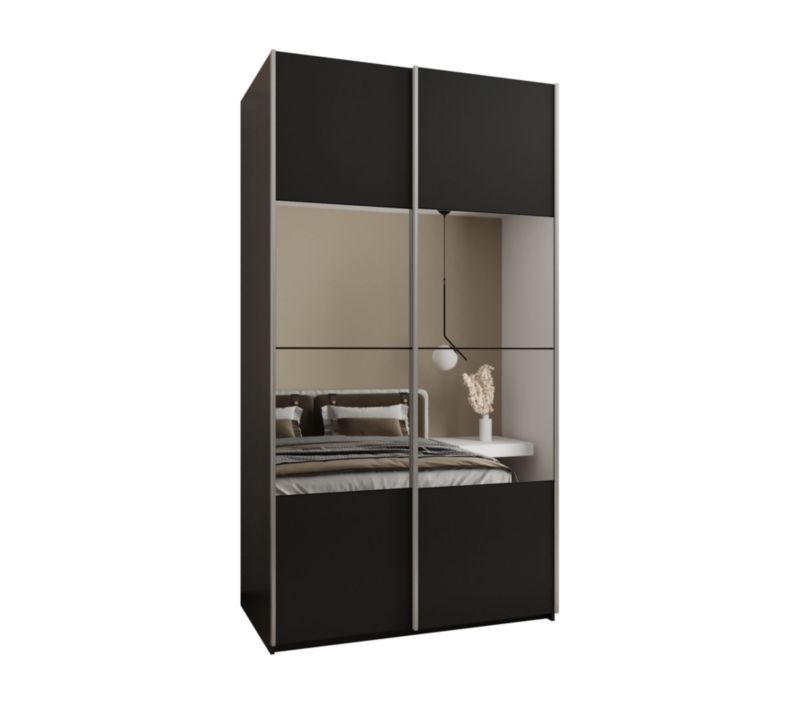 Szafa przesuwna Abiks LUX 4 wysoka szer.130cm czarny/czarny/srebrny 1szt.