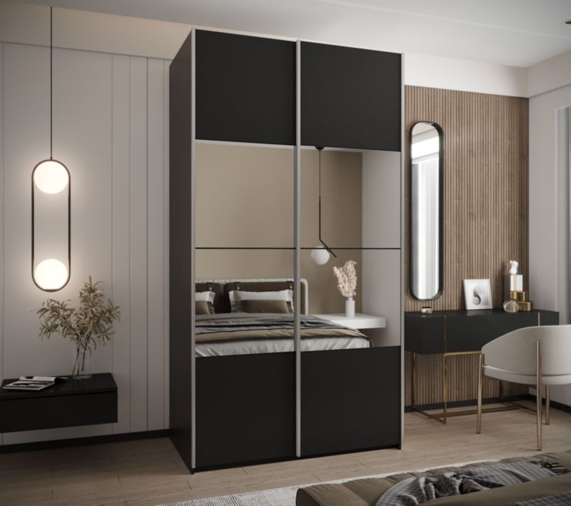 Szafa przesuwna Abiks LUX 4 wysoka szer.130cm czarny/czarny/srebrny 1szt.