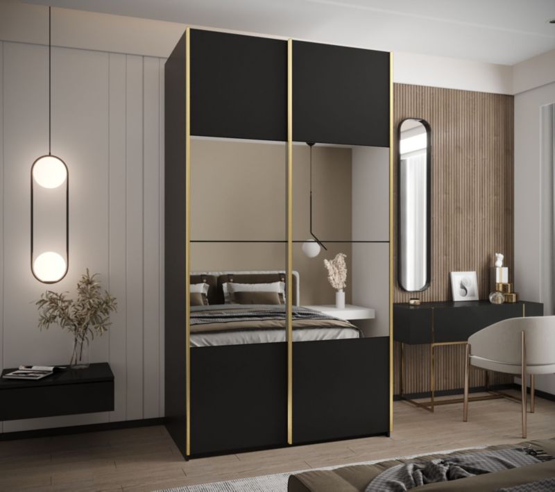 Szafa przesuwna Abiks LUX 4 wysoka szer.130cm czarny/czarny/złoty 1szt.