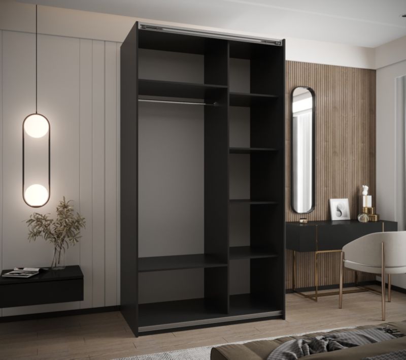 Szafa przesuwna Abiks LUX 4 wysoka szer.130cm czarny/czarny/złoty 1szt.