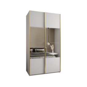 Szafa przesuwna Abiks LUX 4 wysoka szer.140cm biały/biały/złoty 1szt.