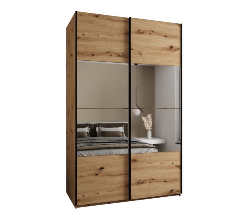 Szafa przesuwna Abiks LUX 4 wysoka szer.150cm artisan/artisan/czarny 1szt.