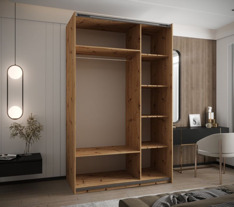 Szafa przesuwna Abiks LUX 4 wysoka szer.150cm artisan/biały/srebrny 1szt.