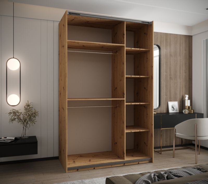 Szafa przesuwna Abiks LUX 4 wysoka szer.150cm artisan/biały/srebrny 1szt.