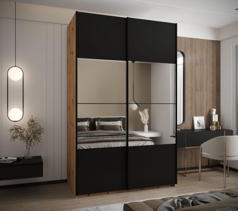 Szafa przesuwna Abiks LUX 4 wysoka szer.150cm artisan/czarny/czarny 1szt.