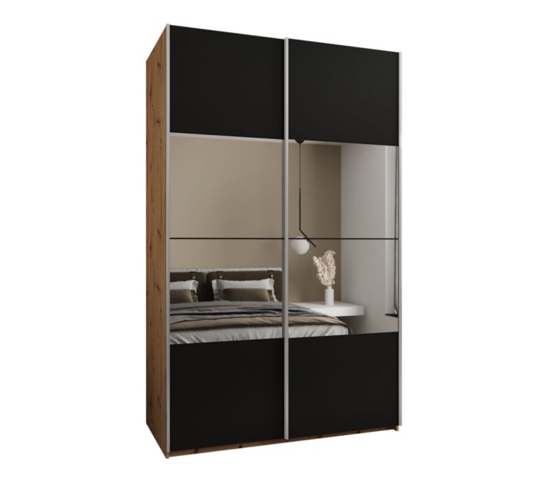 Szafa przesuwna Abiks LUX 4 wysoka szer.150cm artisan/czarny/srebrny 1szt.