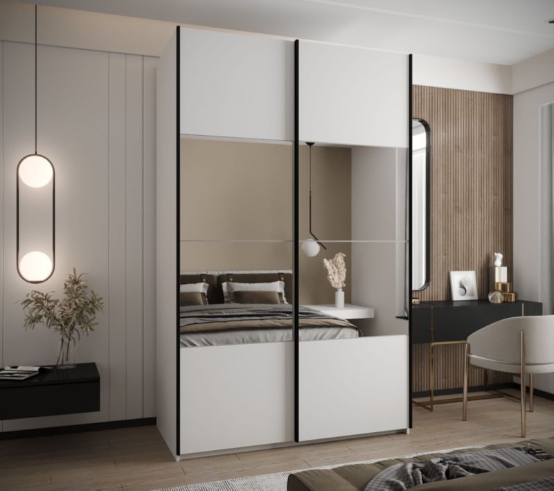 Szafa przesuwna Abiks LUX 4 wysoka szer.150cm biały/biały/czarny 1szt.