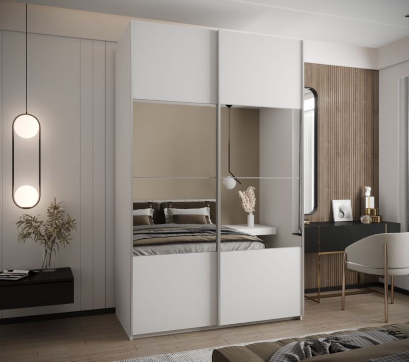 Szafa przesuwna Abiks LUX 4 wysoka szer.150cm biały/biały/srebrny 1szt.