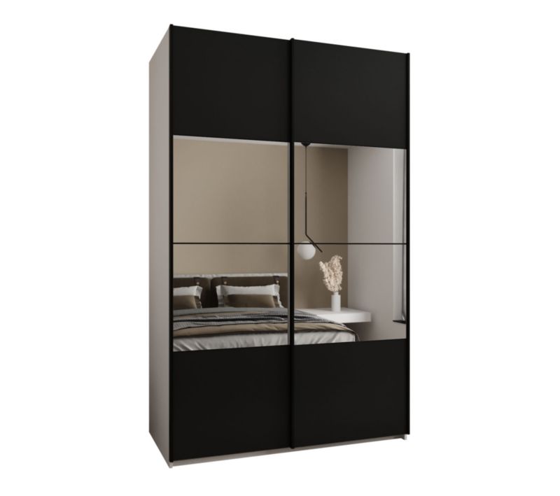 Szafa przesuwna Abiks LUX 4 wysoka szer.150cm biały/czarny/czarny 1szt.