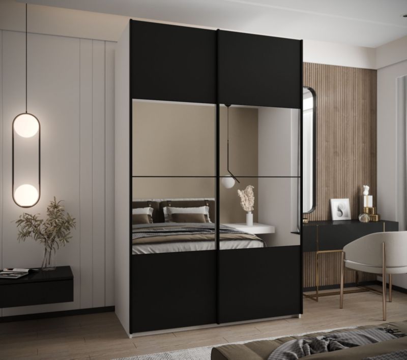 Szafa przesuwna Abiks LUX 4 wysoka szer.150cm biały/czarny/czarny 1szt.