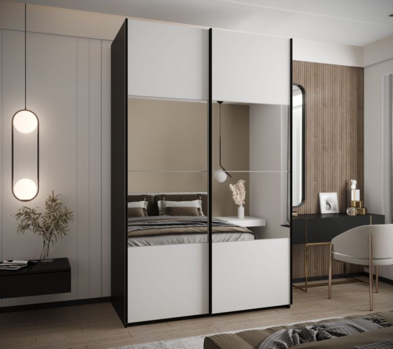 Szafa przesuwna Abiks LUX 4 wysoka szer.150cm czarny/biały/czarny 1szt.