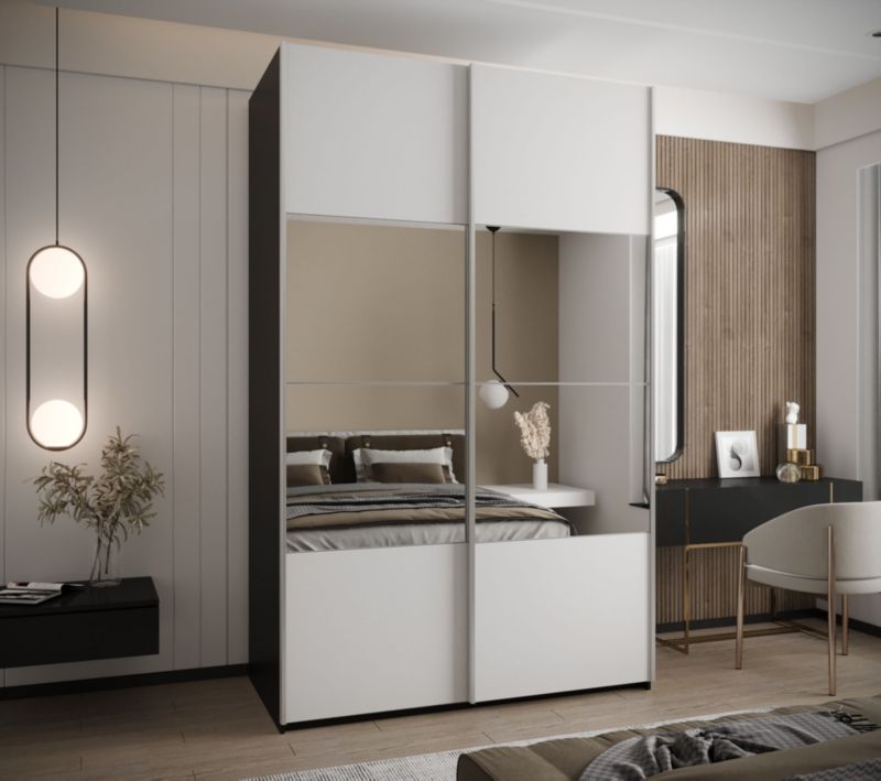Szafa przesuwna Abiks LUX 4 wysoka szer.150cm czarny/biały/srebrny 1szt.