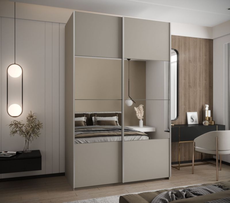 Szafa przesuwna Abiks LUX 4 wysoka szer.150cm kaszmir/kaszmir/srebrny 1szt.