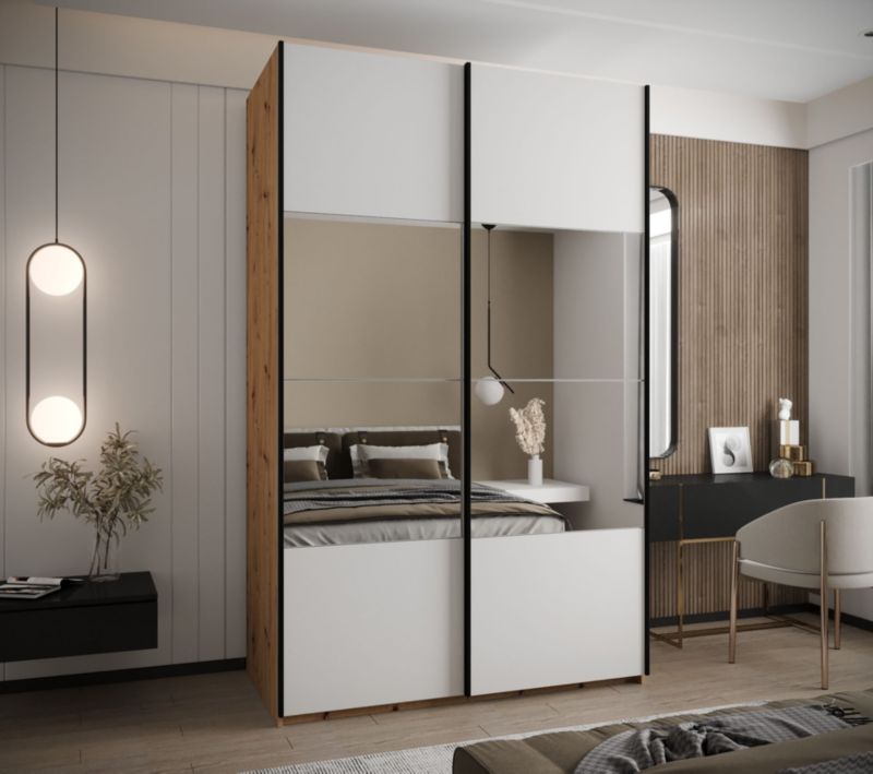 Szafa przesuwna Abiks LUX 4 wysoka szer.160cm artisan/biały/czarny 1szt.