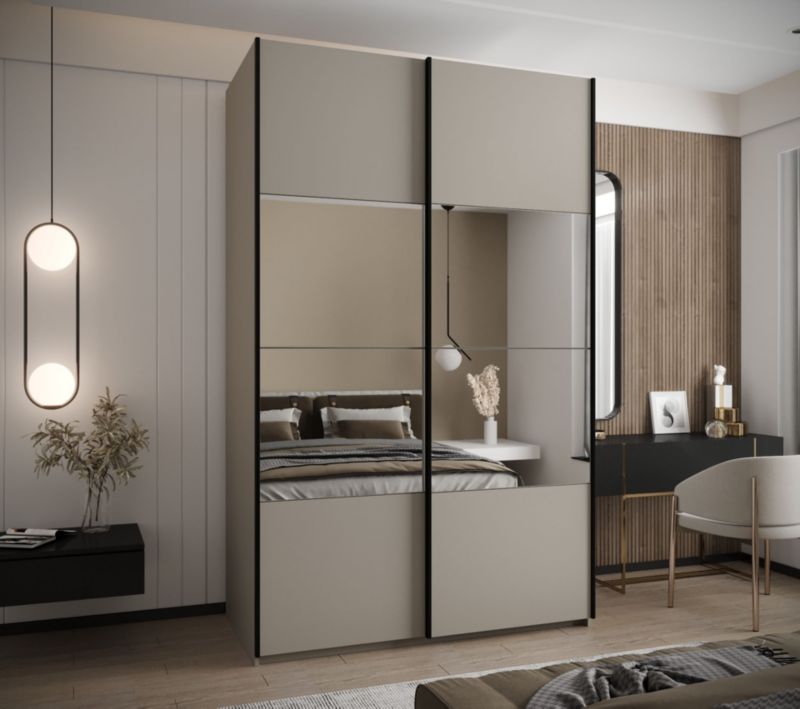 Szafa przesuwna Abiks LUX 4 wysoka szer.160cm kaszmir/kaszmir/czarny 1szt.