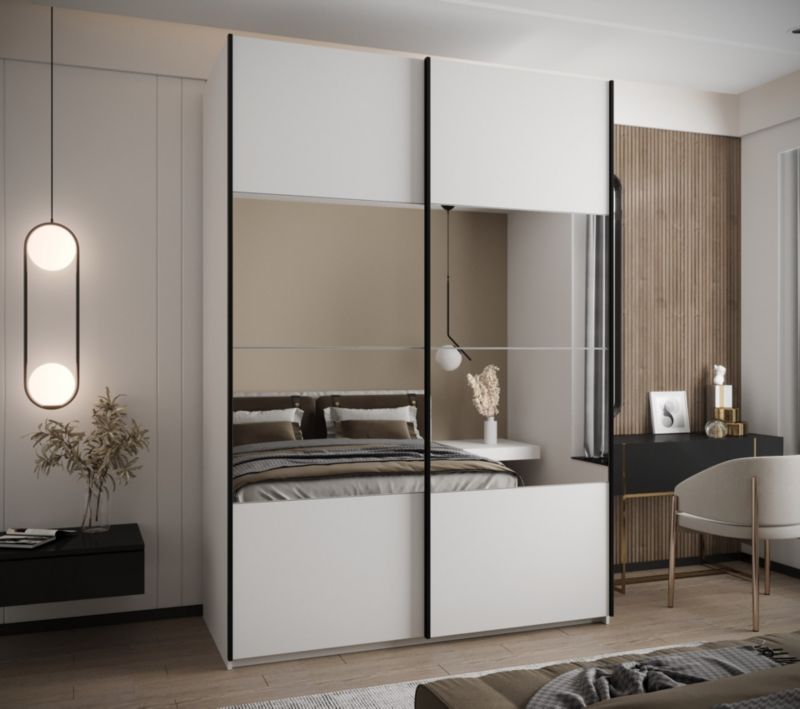 Szafa przesuwna Abiks LUX 4 wysoka szer.170cm biały/biały/czarny 1szt.