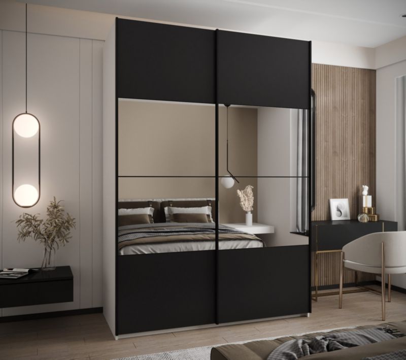Szafa przesuwna Abiks LUX 4 wysoka szer.170cm biały/czarny/czarny 1szt.