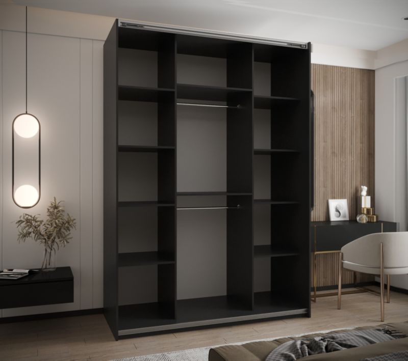 Szafa przesuwna Abiks LUX 4 wysoka szer.170cm czarny/czarny/srebrny 1szt.