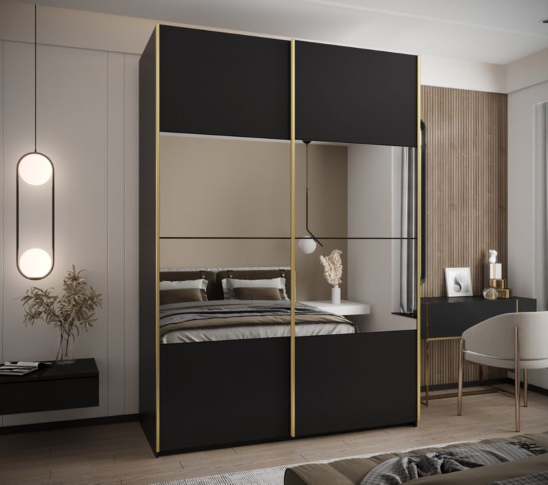 Szafa przesuwna Abiks LUX 4 wysoka szer.170cm czarny/czarny/złoty 1szt.