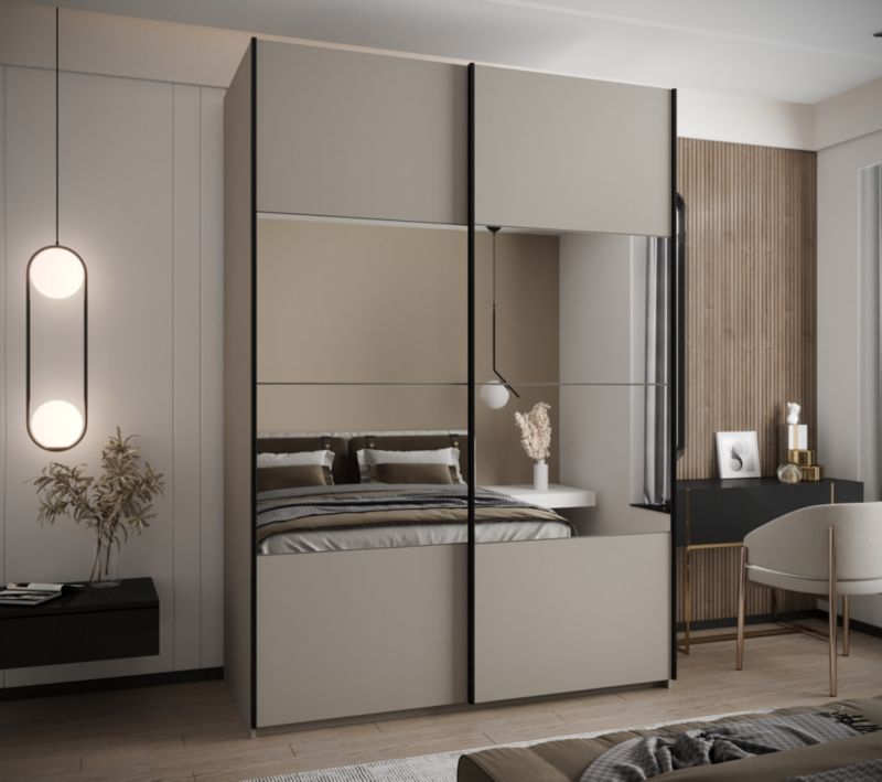 Szafa przesuwna Abiks LUX 4 wysoka szer.170cm kaszmir/kaszmir/czarny 1szt.