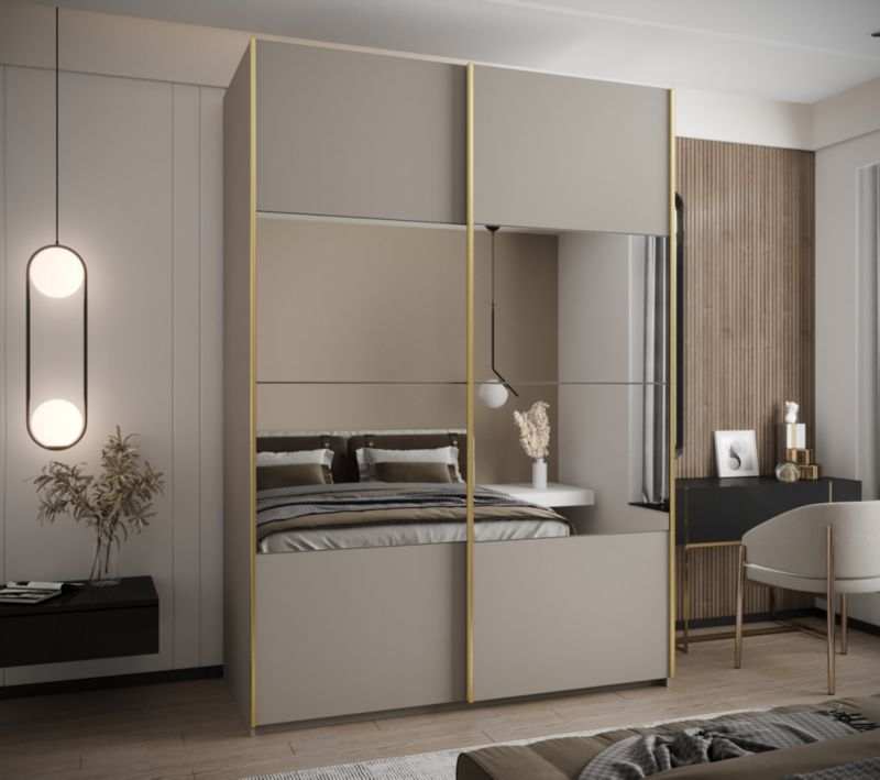 Szafa przesuwna Abiks LUX 4 wysoka szer.170cm kaszmir/kaszmir/złoty 1szt.