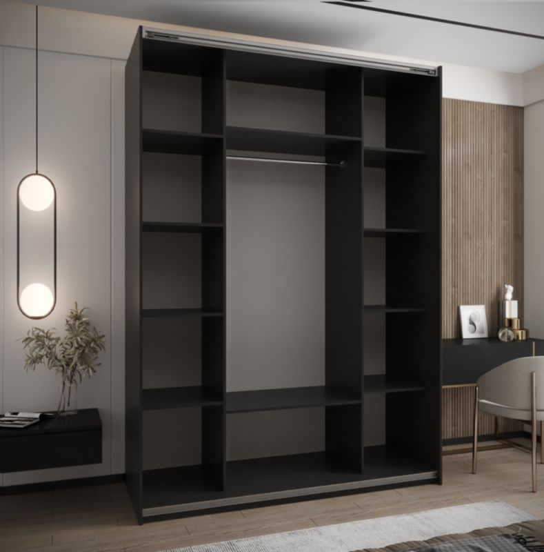 Szafa przesuwna Abiks LUX 4 wysoka szer.180cm czarny/biały/złoty 1szt.