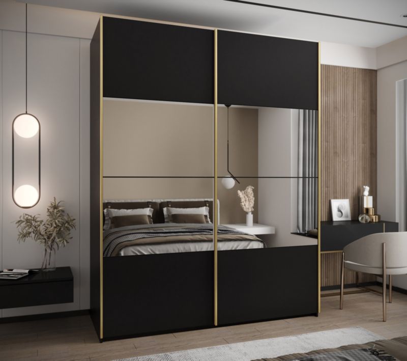 Szafa przesuwna Abiks LUX 4 wysoka szer.190cm czarny/czarny/złoty 1szt.