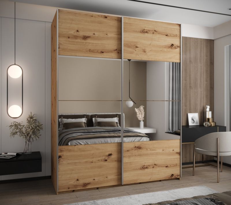 Szafa przesuwna Abiks LUX 4 wysoka szer.200cm artisan/artisan/srebrny 1szt.
