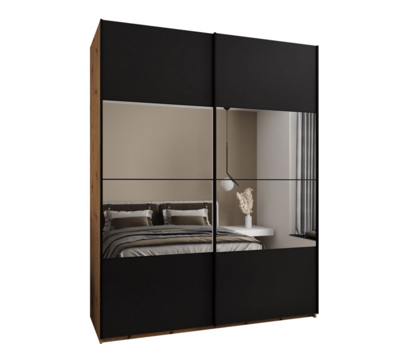 Szafa przesuwna Abiks LUX 4 wysoka szer.200cm artisan/czarny/czarny 1szt.