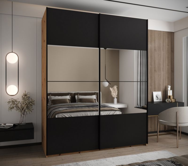 Szafa przesuwna Abiks LUX 4 wysoka szer.200cm artisan/czarny/czarny 1szt.