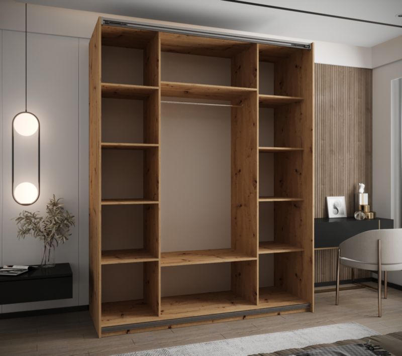 Szafa przesuwna Abiks LUX 4 wysoka szer.200cm artisan/czarny/czarny 1szt.