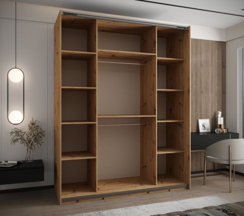 Szafa przesuwna Abiks LUX 4 wysoka szer.200cm artisan/czarny/czarny 1szt.