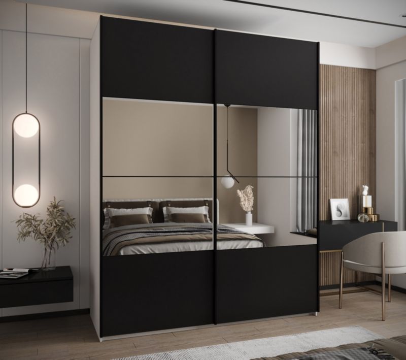 Szafa przesuwna Abiks LUX 4 wysoka szer.200cm biały/czarny/czarny 1szt.